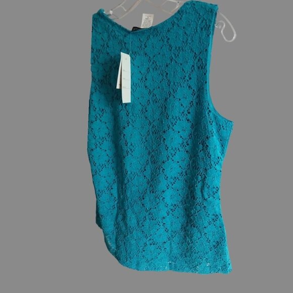 Jennie & Marlis Petite Turquoise Lace Sleeveless Top Petite Large - Picture 4 of 11